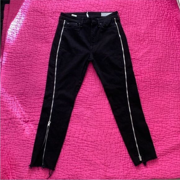 Tag & Bone Black Skinny Jeans with front zippers, size 28 - Picture 2 of 9